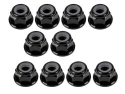 UR1503-N Ultimate RC 3mm Schwarz Aluminium Stoppmutter mit Flansch selbstsichernd (10)