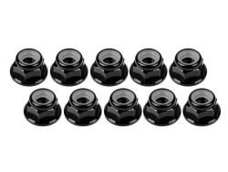 Ultimate RC 4mm Schwarz Aluminium Stoppmutter mit Flansch selbstsichernd (10)