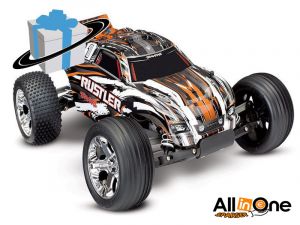 TRX37054-4ORNG Traxxas Rustler 1:10 RTR 2WD Truggy orange Brushed ohne Akku/Lader 