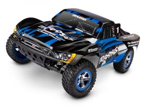 58034-8 Traxxas Slash 2WD Brushed RTR 1:10 Short Course Race Truck blau mit Akku + 4A USB/C-Lader