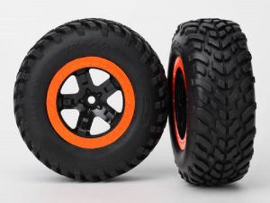 Traxxas SCT Reifen S1 auf Felgen  schwarz/orange (2), Slash 4x4 v/h TRX5863R