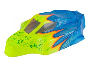 Ultimate A0001 airbrush paint body - Produktansicht Ultimate RC 1:8 Buggy Lexankarosserie RMV lackiert blau/gelb (X) Mugen,Sworkz,Associated,Hot Bodies 