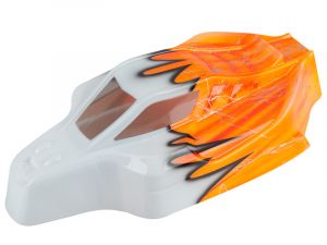 Paint Body A0001-ORG Ultimate RC 1:8 Nitro Buggy Karosserie RMV lackiert orange/weiss Mugen,Sworkz,Associated,Hot Bodies 