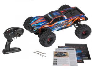 Traxxas 89086-4 WideMaxx Monster Truck 1/10 Produktansicht vom Traxxas WideMaxx Edition 1:10 RTR TSM SR VXL-4S MonsterTruck orange Brushless ohne Akku/Lader 