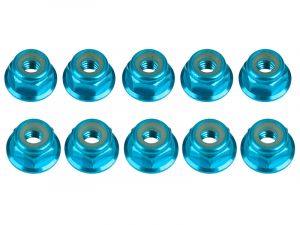 UR1513-A Ultimate RC 4mm Blau Aluminium Stoppmutter mit Flansch selbstsichernd (10)