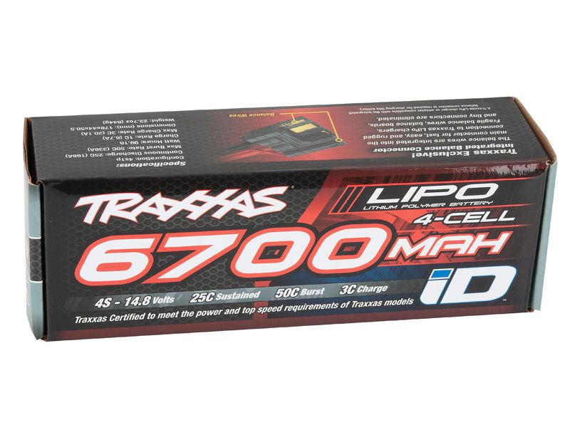 Traxxas ID LiPo Akku 6700mAh 14,8V 4-Zellen 25C (Stecker) 2890X Traxxas ID LiPo Akku 6700mAh 14,8V 4-Zellen 25C (Stecker) 2890X