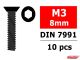 Team Corally - Steel Screws M3 x 8mm - Hex Flat Head - 10 pcs C-3002-30-08