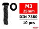 Team Corally - Hex Button Head Screw - M3 x 25 - Steel - 10 pcs C-3003-30-25