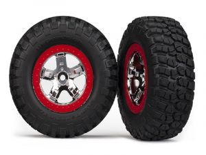 Traxxas BFGoodrich T/A KM2 Reifen auf Felgen  chrom/rot (2), Slash 4x4 v/h TRX5867