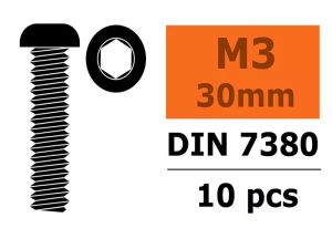 Team Corally - Hex Button Head Screw - M3x30 - Steel - 10 pcs C-3003-30-30