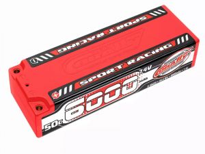 Team Corally Sport Racing 50C LiPo Battery - 6000mAh - 7.4V - Stick 2S - 4mm Bullit