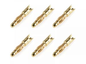 Team Corally Bullit Connector 2.0mm - Male Spring Type - Gold Plated - Wire Straight - 6 pcs