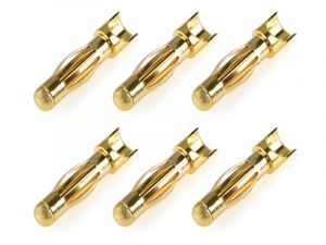 Team Corally Bullit Connector 4.0mm - Male Spring Type - Gold Plated - Wire Straight - 6 pcs