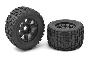 Team Corally - Monster Truck Reifen - XL4S - Grabber - Geklebt auf schwarze Felgen - 1 Paar