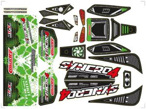 Team Corally - Body Decal Sheet - Syncro - Pre-Cut - Green Color - 1 Pc