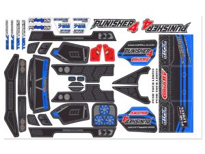 Team Corally - Body Decal Sheet - Punisher 4 - Pre-Cut - Color Blue - 1 Pc
