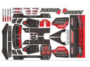 Team Corally - Body Decal Sheet - Punisher 4 - Pre-Cut - Color Red - 1 Pc