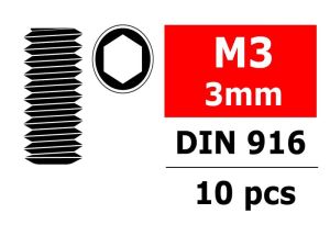 Team Corally - Steel Set Screws M3 x 3mm - Hex - 10 pcs C-3004-30-03