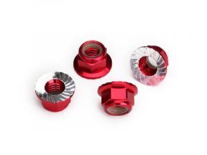 Traxxas Stopmutter Alu 5mm mit Flansch  verzahnt rot (4) UDR, Maxx  TRX8447R