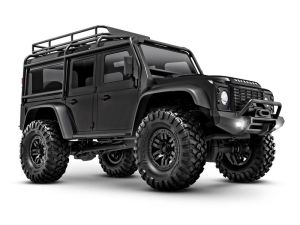 Traxxas TRX-4M Land Rover Defender Mini RC Crawler 1:18 in Schwarz, offroad-fähiger Mini Geländewagen mit 2.4GHz Fernsteuerung