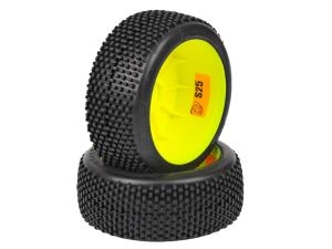 GMY20-S25 GRP 1:8 Buggy Komplettrad M20 BLOCK Felgendesign gelb in S25 Synthetic Compound Super Soft