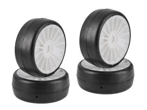 SP 1:8 Komplettrad GT Slick Hohlkammer – 4 Stück, DMC Homologation 2026, V2 Medium Mischung