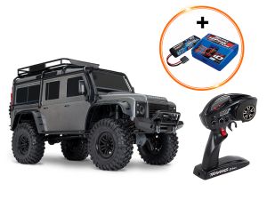 Traxxas TRX‑4 LR Defender 4x4 Silber RTR Crawler inkl. 2992GX Power Pack (LiPo + EZ-Peak Ladegerät)