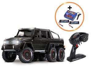 Traxxas TRX-6 Mercedes Benz G63 AMG 6x6 schwarz inkl. 2991GX Power Pack (2 LiPo + EZ-Peak Dual Ladegerät)