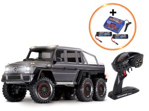 Traxxas TRX-6 Mercedes Benz G63 AMG 6x6 silber inkl. 2991GX Power Pack (LiPo + EZ-Peak Ladegerät)