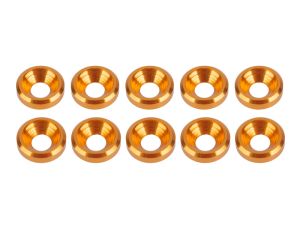 UR1501-G Ultimate RC 3mm Gold Aluminium Unterlegscheiben konisch (10)