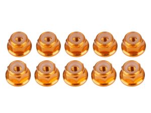 UR1503-G Ultimate RC 3mm Orange-Gold Aluminium Stoppmutter mit Flansch selbstsichernd (10)