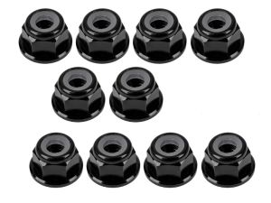 UR1503-N Ultimate RC 3mm Schwarz Aluminium Stoppmutter mit Flansch selbstsichernd (10)