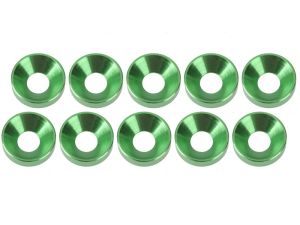 Ultimate RC 4mm Grün Aluminium Unterlegscheiben  konisch (10)