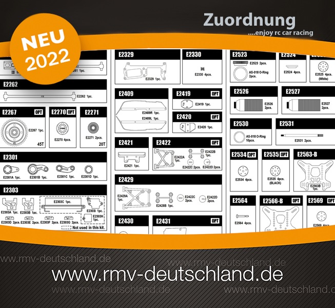 Mugen MBX8R Ersatz- und Tuningteile vollständig im Produktshop verfügbar