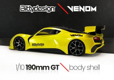 Neue GT Venom Karosserie von Bittydesign für 1:10 Elektroautos