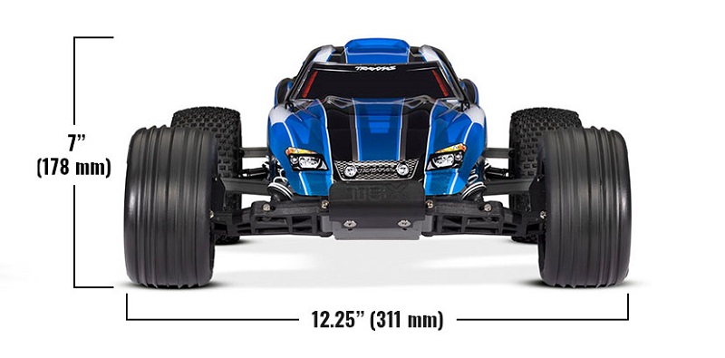 MODEL 37054-8: Fully assembled, waterproof, Ready-To-Race®, with TQ™ 2.4 GHz radio system, XL-5™ electronic speed control, 8.4 volt NiMH 3000 mAh Power Cell™ battery, 4-amp USB-C fast charger, and ProGraphix® painted body