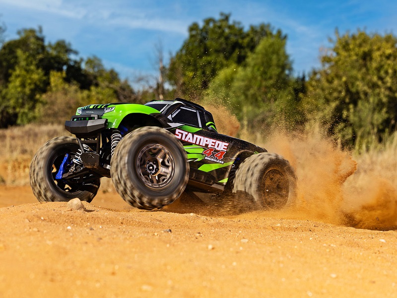 MODEL 67076-4: Stampede® 4X4 BL-2s: 1/10 Scale 4X4 brushless monster truck, fully-assembled, waterproof electronics, Ready-To-Race®, with TQ™ 2.4 GHz 2-channel radio system, BL-2s™ speed control, and clipless painted body. Requires: battery and charger. 